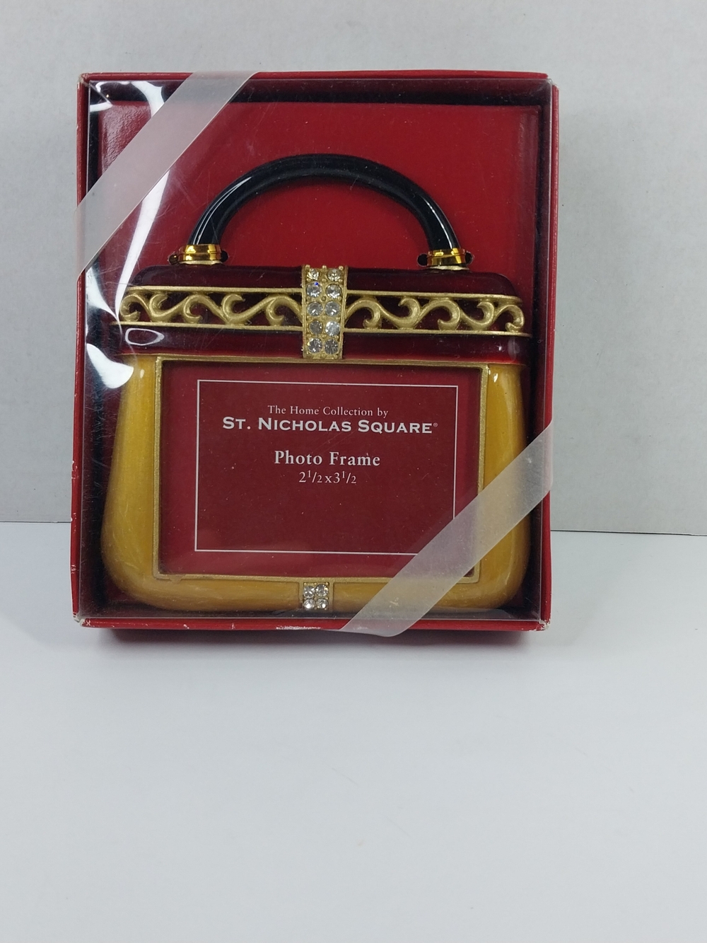 St. Nicholas Square Purse Handbag Photo Frame Metal Red/Gold/Black 2.5x2.5